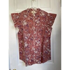 Perry Walker Collective Shirt Womens 3 Celia Blouse top Pink Floral Button
